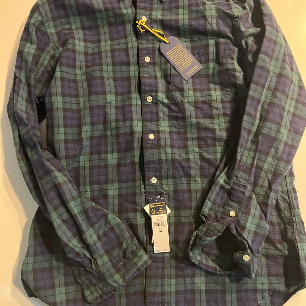Ralph Lauren Green And Blue Plaid Button Down Shirt